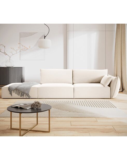 Canapé droit  Velours Vanda 4 Places beige clair - 286x100x85 cm