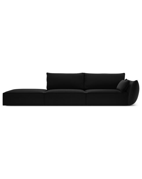 Canapé droit  Velours Vanda 4 Places noir - 286x100x85 cm