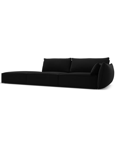 Canapé droit  Velours Vanda 4 Places noir - 286x100x85 cm