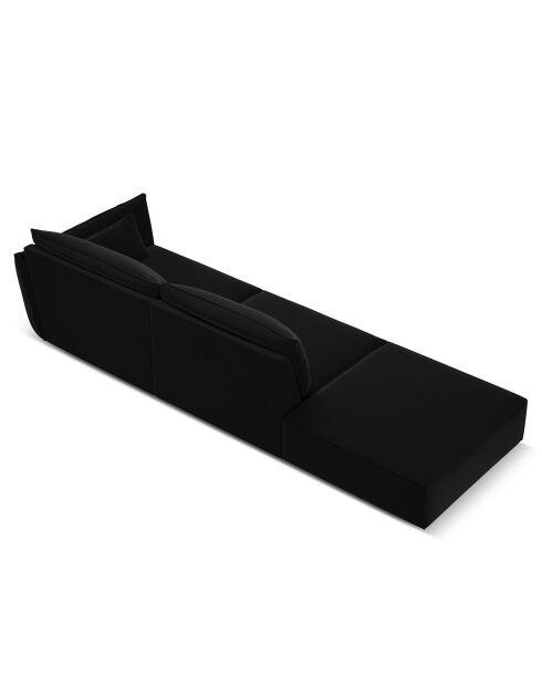 Canapé droit  Velours Vanda 4 Places noir - 286x100x85 cm