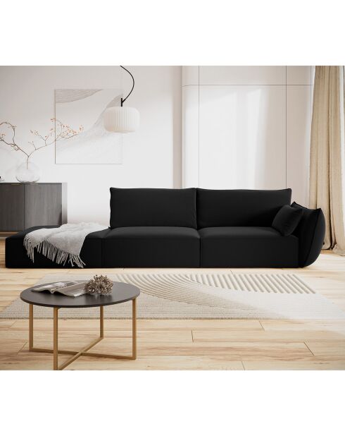 Canapé droit  Velours Vanda 4 Places noir - 286x100x85 cm