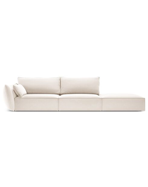 Canapé gauche Velours Vanda 4 Places beige clair - 286x100x85 cm