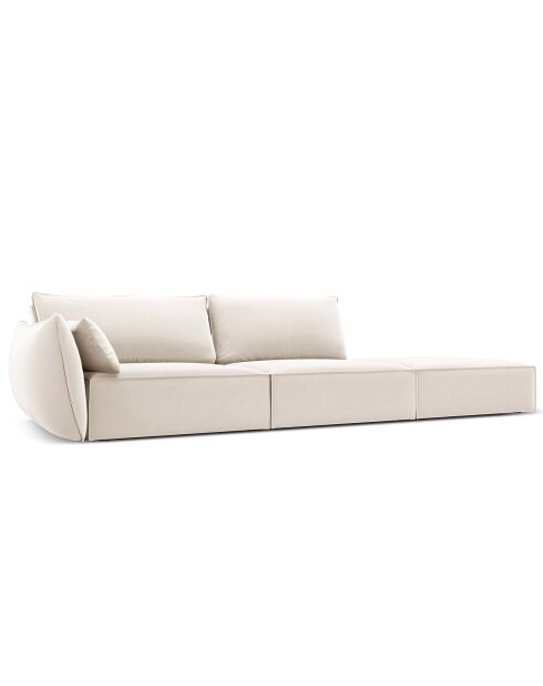Canapé gauche Velours Vanda 4 Places beige clair - 286x100x85 cm