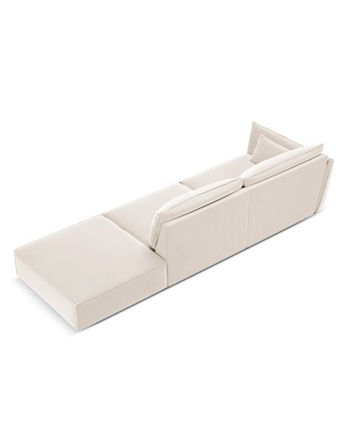 Canapé gauche Velours Vanda 4 Places beige clair - 286x100x85 cm