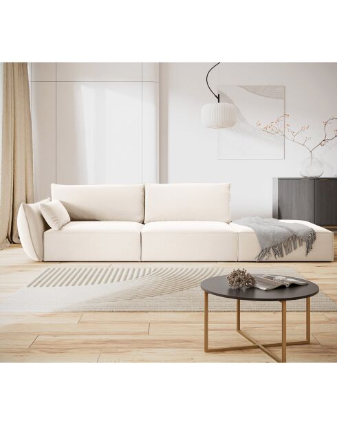 Canapé gauche Velours Vanda 4 Places beige clair - 286x100x85 cm