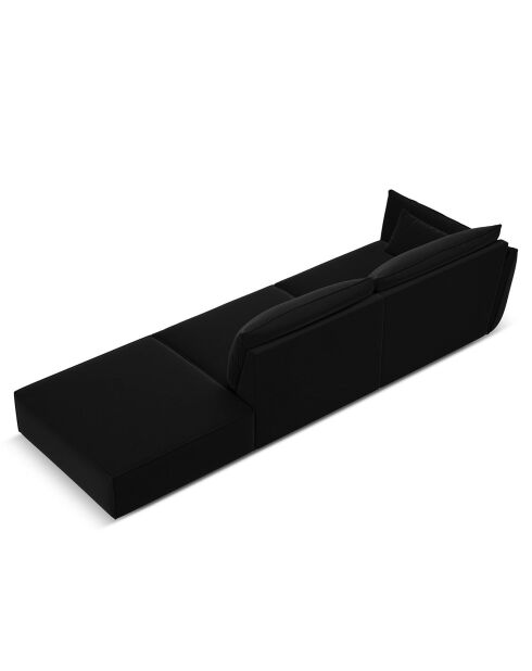 Canapé gauche Velours Vanda 4 Places noir - 286x100x85 cm