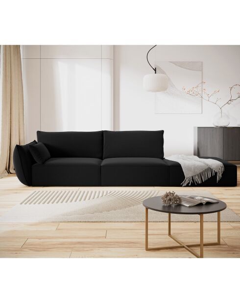 Canapé gauche Velours Vanda 4 Places noir - 286x100x85 cm