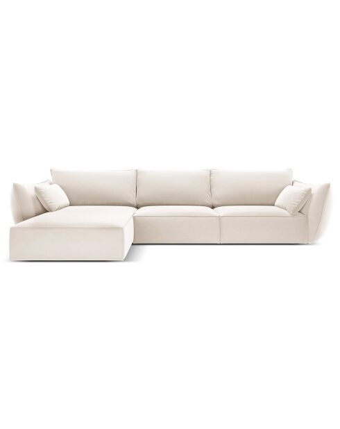 Canapé d'angle gauche Velours Vanda 4 Places beige clair - 300x166x85 cm