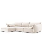 Canapé d'angle gauche Velours Vanda 4 Places beige clair - 300x166x85 cm