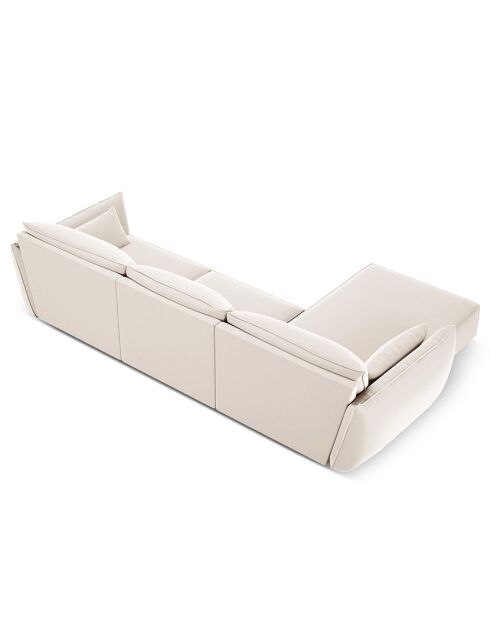 Canapé d'angle gauche Velours Vanda 4 Places beige clair - 300x166x85 cm