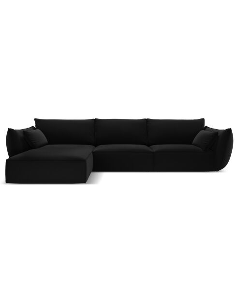 Canapé d'angle gauche Velours Vanda 4 Places noir - 300x166x85 cm