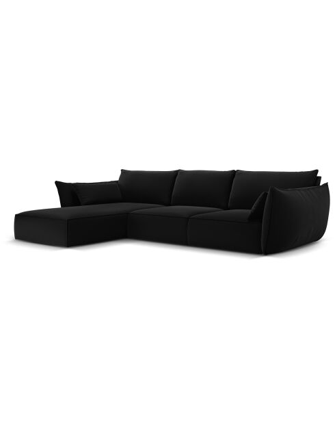 Canapé d'angle gauche Velours Vanda 4 Places noir - 300x166x85 cm
