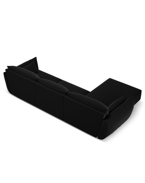 Canapé d'angle gauche Velours Vanda 4 Places noir - 300x166x85 cm