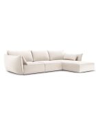 Canapé d'angle droit Velours Vanda 4 Places beige clair - 300x166x85 cm