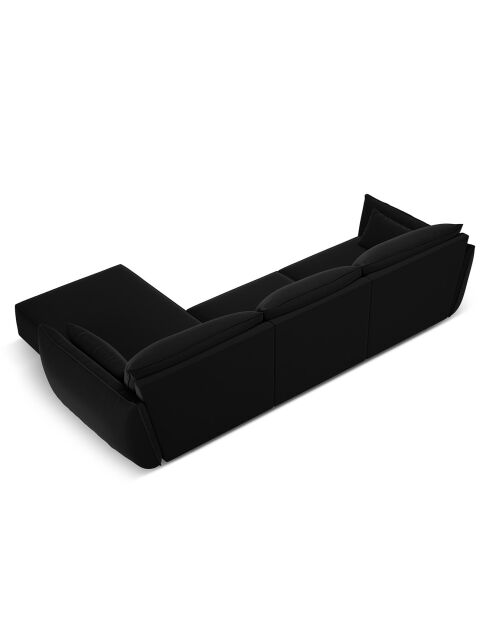 Canapé d'angle droit Velours Vanda 4 Places noir - 300x166x85 cm