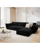 Canapé d'angle droit Velours Vanda 4 Places noir - 300x166x85 cm