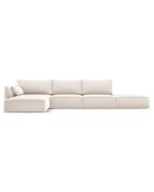 Canapé d'angle gauche Velours Vanda 5 Places beige clair - 386x166x85 cm
