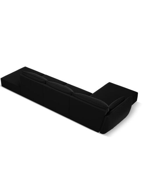 Canapé d'angle gauche Velours Vanda 5 Places noir - 386x166x85 cm