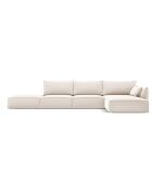 Canapé d'angle droit Velours Vanda 5 Places beige clair - 386x166x85 cm