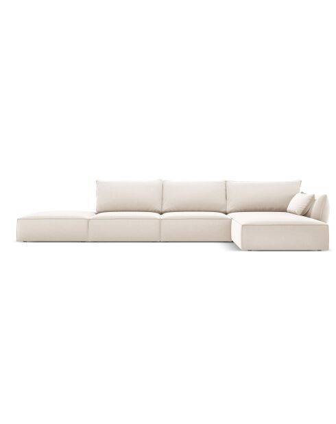 Canapé d'angle droit Velours Vanda 5 Places beige clair - 386x166x85 cm