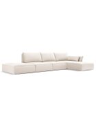 Canapé d'angle droit Velours Vanda 5 Places beige clair - 386x166x85 cm