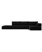 Canapé d'angle droit Velours Vanda 5 Places noir - 386x166x85 cm