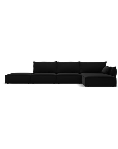 Canapé d'angle droit Velours Vanda 5 Places noir - 386x166x85 cm