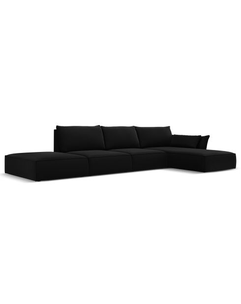 Canapé d'angle droit Velours Vanda 5 Places noir - 386x166x85 cm