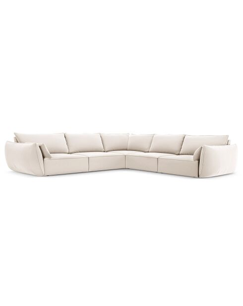 Canapé d'angle Symétrique en Velours Vanda 7 Places beige clair - 286x286x85 cm