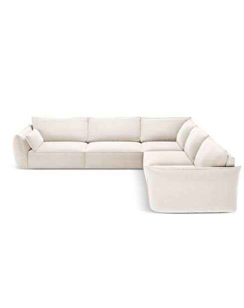 Canapé d'angle Symétrique en Velours Vanda 7 Places beige clair - 286x286x85 cm