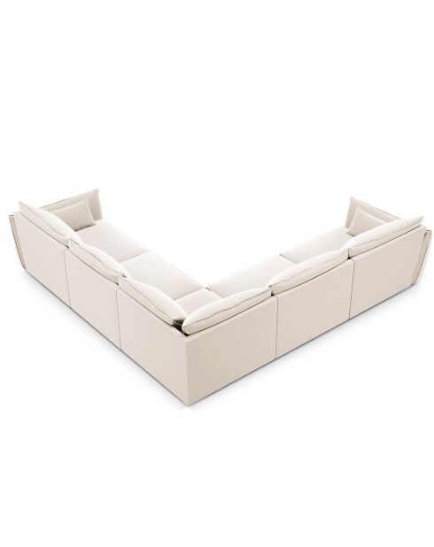 Canapé d'angle Symétrique en Velours Vanda 7 Places beige clair - 286x286x85 cm