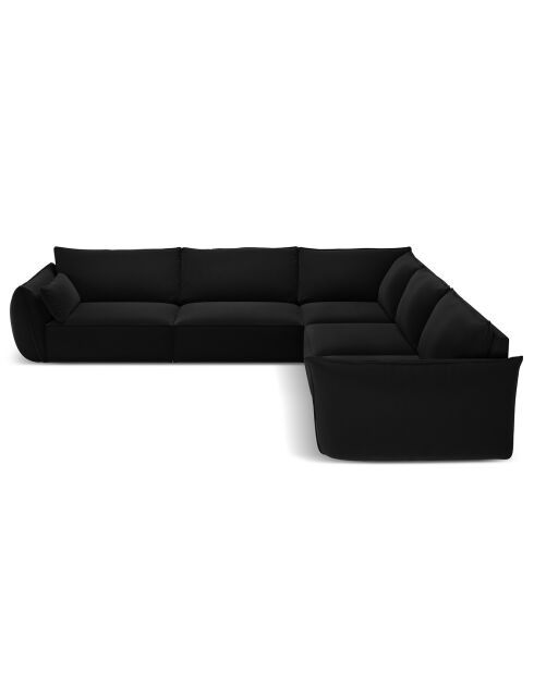 Canapé d'angle Symétrique en Velours Vanda 7 Places noir - 286x286x85 cm