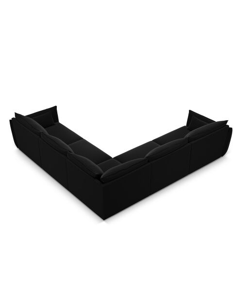 Canapé d'angle Symétrique en Velours Vanda 7 Places noir - 286x286x85 cm