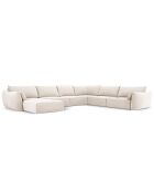 Canapé d'angle Panoramique droit Velours Vanda 8 Places beige clair - 384x284x85 cm