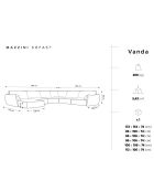 Canapé d'angle Panoramique droit Velours Vanda 8 Places beige clair - 384x284x85 cm