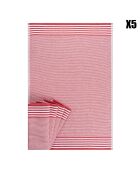 5 toallas de mano Sevilla rojas - 50x70 cm