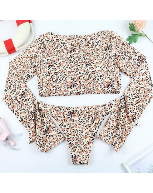 Maillot de bain 2 Pièces Ina blanc/marron