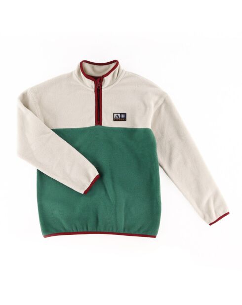 Sweat polaire demi zip beige/vert