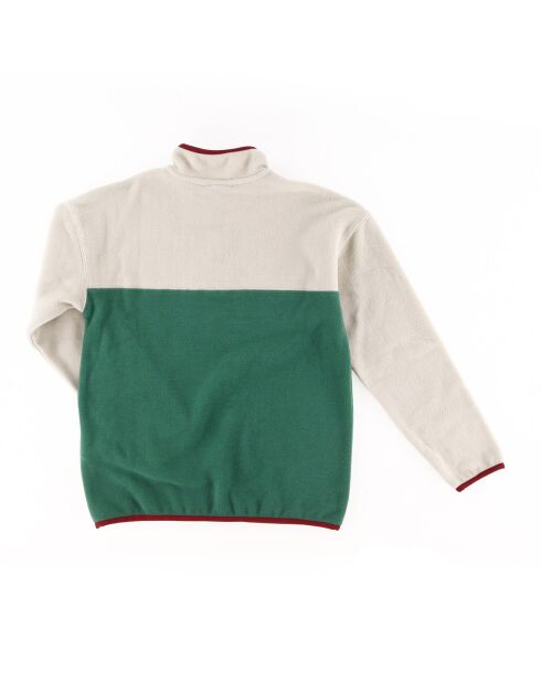 Sweat polaire demi zip beige/vert