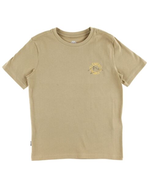 T-Shirt manches courtes logo montagne beige foncé