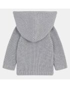 Gilet à capuche en Maille de coton Miko gris