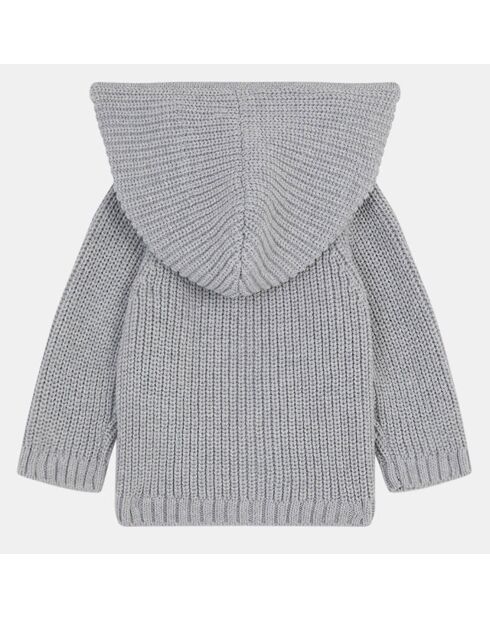 Gilet à capuche en Maille de coton Miko gris