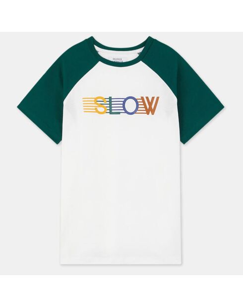 T-Shirt en Coton Néo bicolore vert/blanc