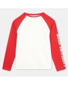 T-Shirt en Coton James bicolore raglan blanc/rouge