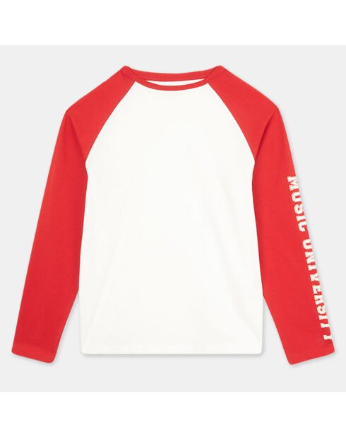 T-Shirt en Coton James bicolore raglan blanc/rouge