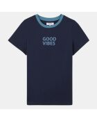 T-Shirt en Coton Cjoye impression sur la poitrine bleu marine