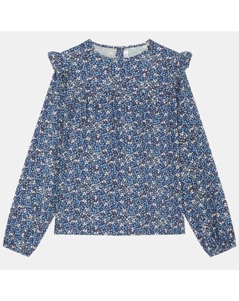 Blouse Juanna fluide imprimée bleue