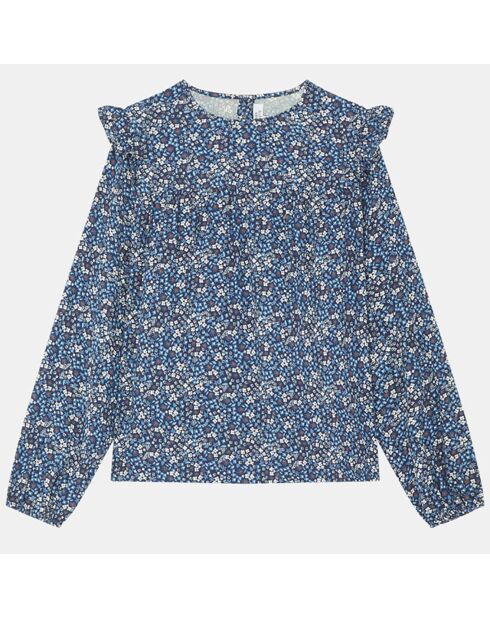 Blouse Juanna fluide imprimée bleue