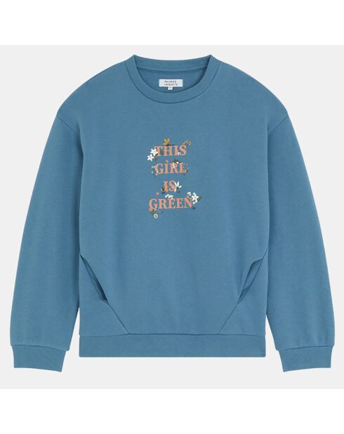 Sweat en Coton mélangé Cassidy inscription bleu