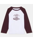 T-Shirt en Coton Draglan bicolore bordeaux/blanc